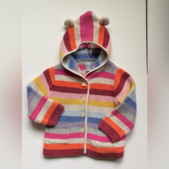 Gap Striped Baby Sweater with Hoodie - Picture 4 of 4